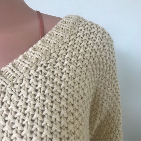 Latte Ribbed Hem Loose Knit Oversized Sweater - Picture 5 of 5